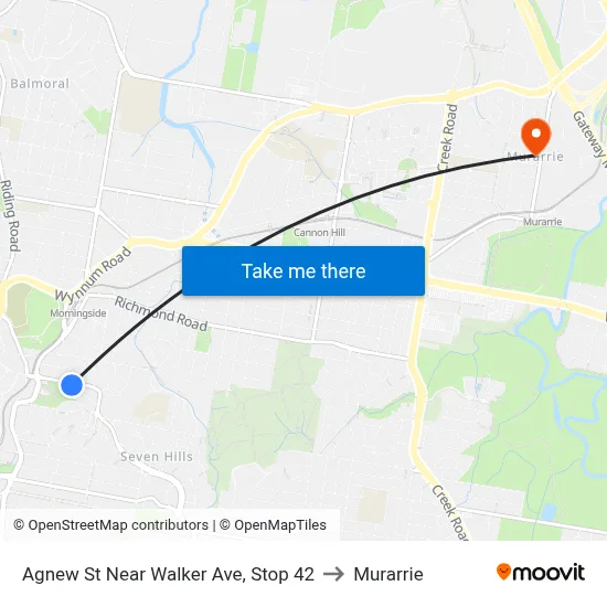 Agnew St Near Walker Ave, Stop 42 to Murarrie map
