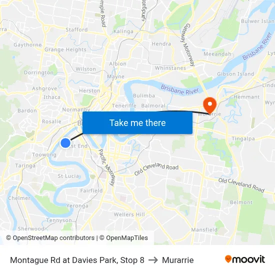 Montague Rd at Davies Park, Stop 8 to Murarrie map