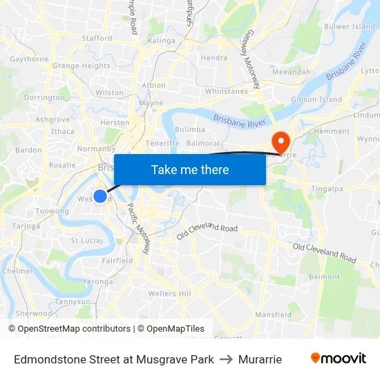 Edmondstone Street at Musgrave Park to Murarrie map