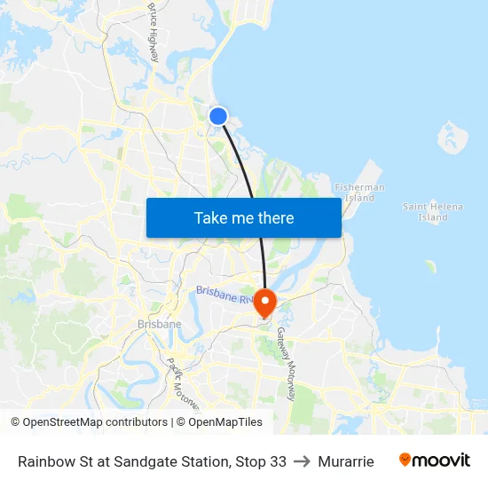 Rainbow St at Sandgate Station, Stop 33 to Murarrie map