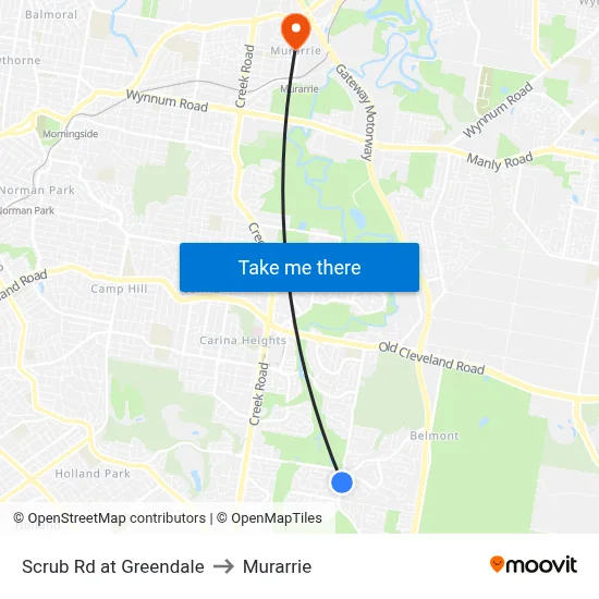 Scrub Rd at Greendale to Murarrie map