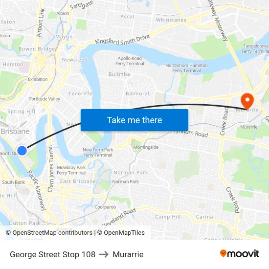 George Street Stop 108 to Murarrie map