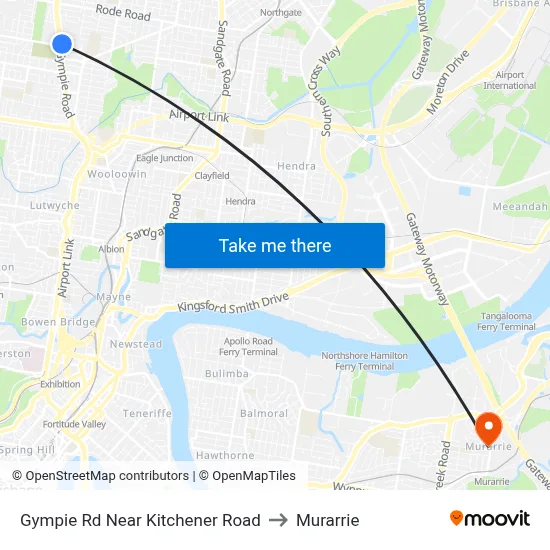 Gympie Rd Near Kitchener Road to Murarrie map