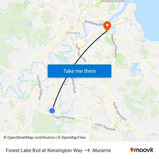 Forest Lake Bvd at Kensington Way to Murarrie map