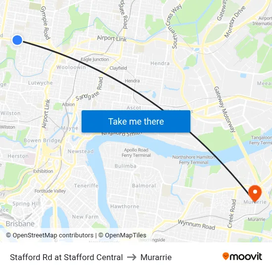 Stafford Rd at Stafford Central to Murarrie map