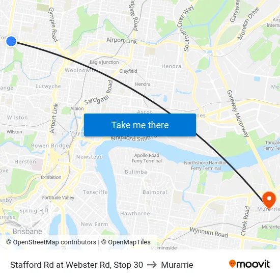 Stafford Rd at Webster Rd, Stop 30 to Murarrie map