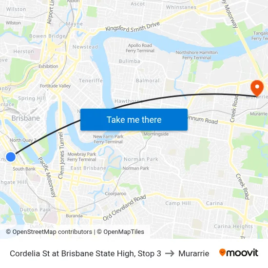 Cordelia St at Brisbane State High, Stop 3 to Murarrie map