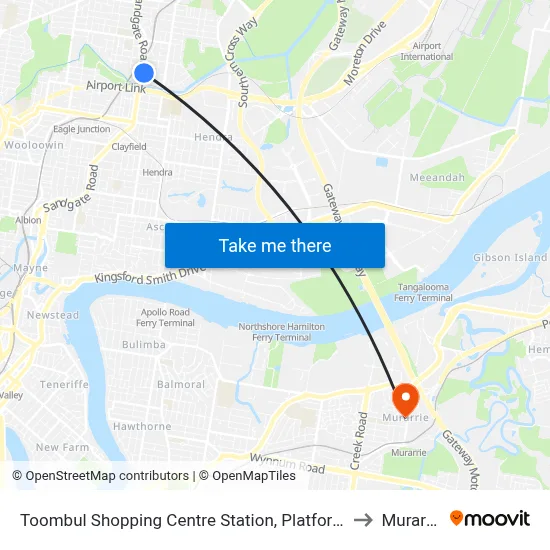 Toombul Shopping Centre Station, Platform A to Murarrie map