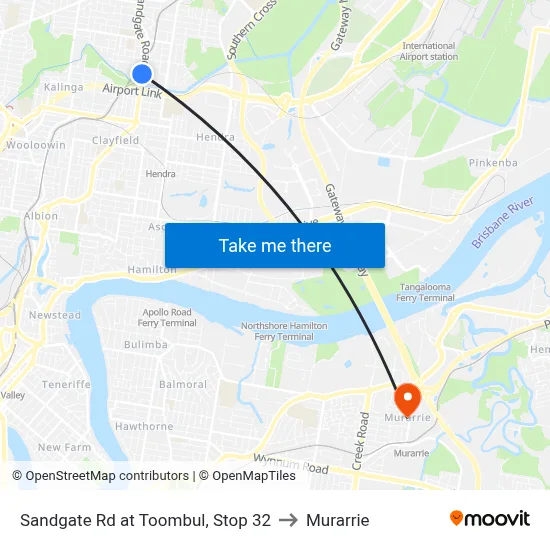 Sandgate Rd at Toombul, Stop 32 to Murarrie map