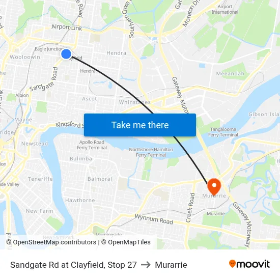 Sandgate Rd at Clayfield, Stop 27 to Murarrie map