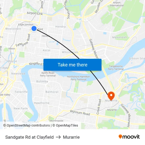 Sandgate Rd at Clayfield to Murarrie map