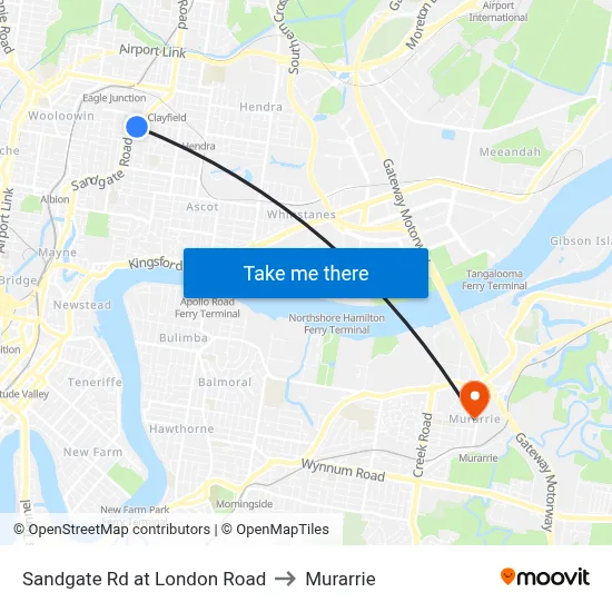 Sandgate Rd at London Road to Murarrie map