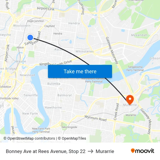 Bonney Ave at Rees Avenue, Stop 22 to Murarrie map
