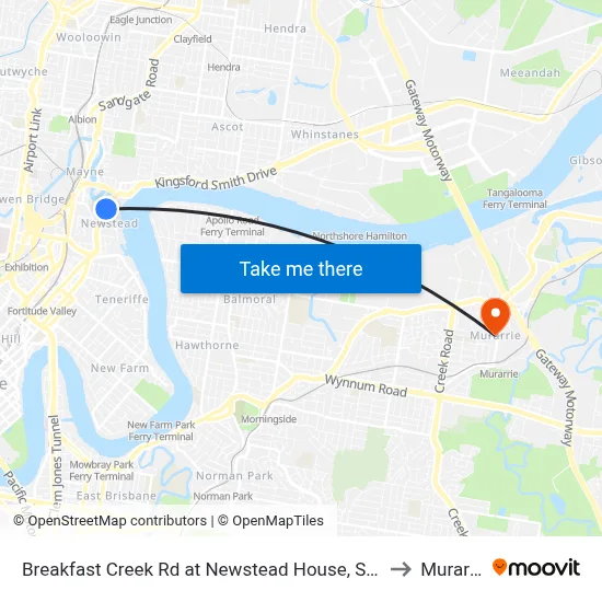 Breakfast Creek Rd at Newstead House, Stop 12 to Murarrie map