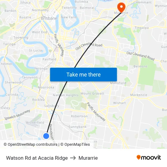 Watson Rd at Acacia Ridge to Murarrie map