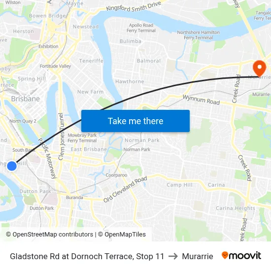 Gladstone Rd at Dornoch Terrace, Stop 11 to Murarrie map