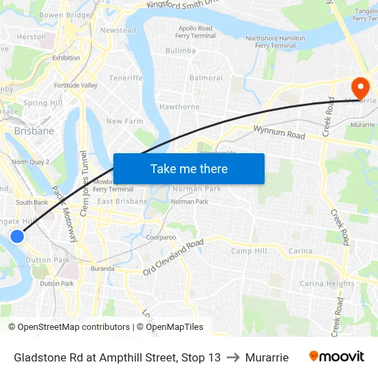 Gladstone Rd at Ampthill Street, Stop 13 to Murarrie map