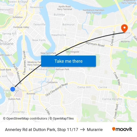 Annerley Rd at Dutton Park, Stop 11/17 to Murarrie map