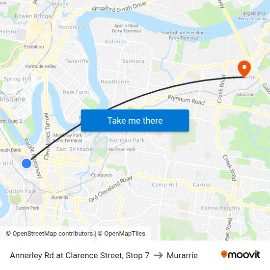 Annerley Rd at Clarence Street, Stop 7 to Murarrie map
