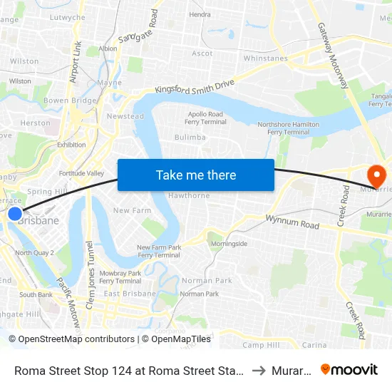 Roma Street Stop 124 at Roma Street Station to Murarrie map