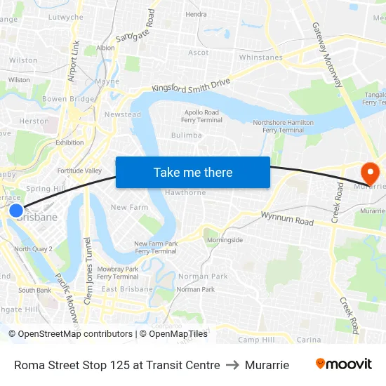 Roma Street Stop 125 at Transit Centre to Murarrie map
