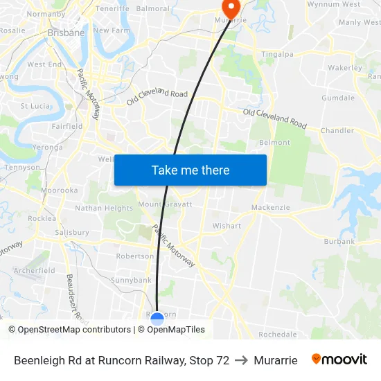 Beenleigh Rd at Runcorn Railway, Stop 72 to Murarrie map