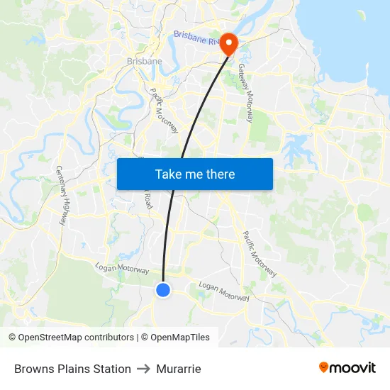 Browns Plains Station to Murarrie map