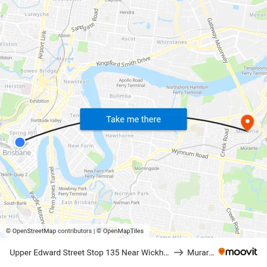 Upper Edward Street Stop 135 Near Wickham Tce to Murarrie map