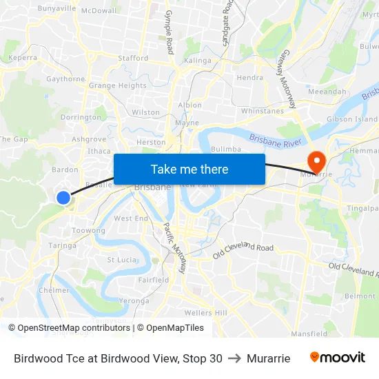 Birdwood Tce at Birdwood View, Stop 30 to Murarrie map