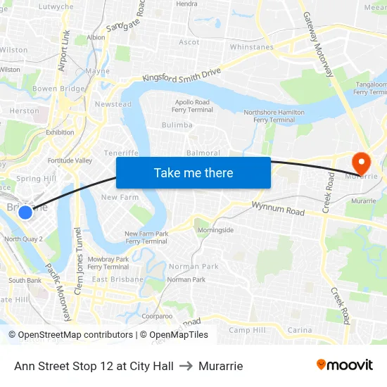 Ann Street Stop 12 at City Hall to Murarrie map