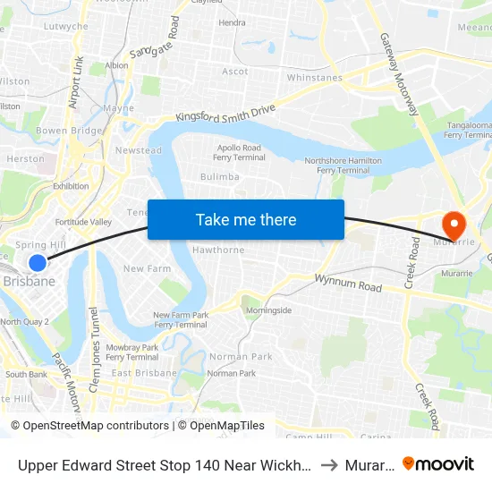 Upper Edward Street Stop 140 Near Wickham Tce to Murarrie map