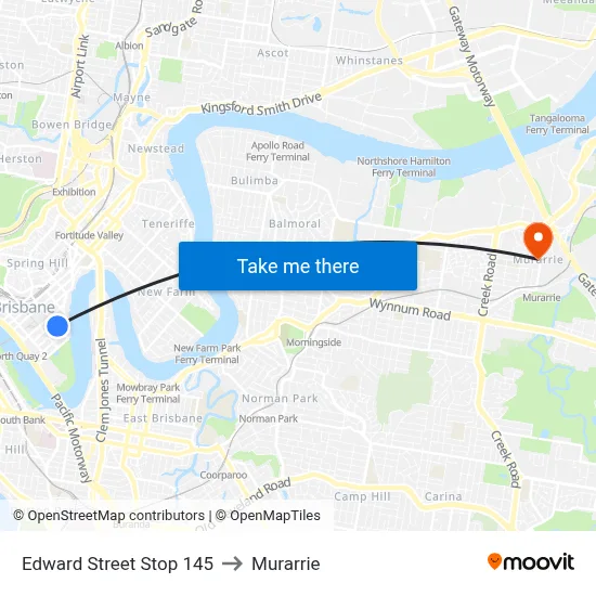 Edward Street Stop 145 to Murarrie map