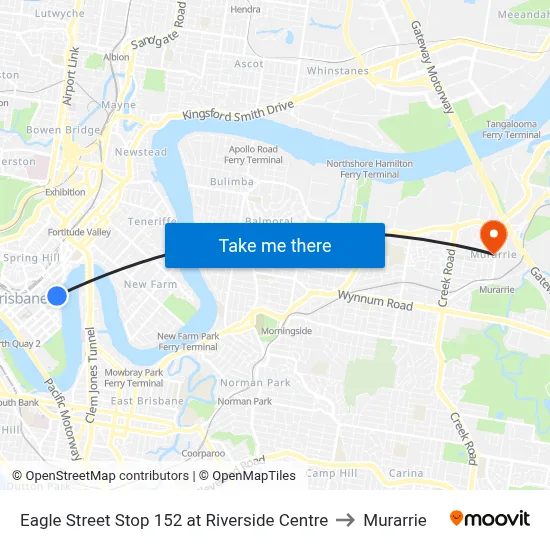 Eagle Street Stop 152 at Riverside Centre to Murarrie map