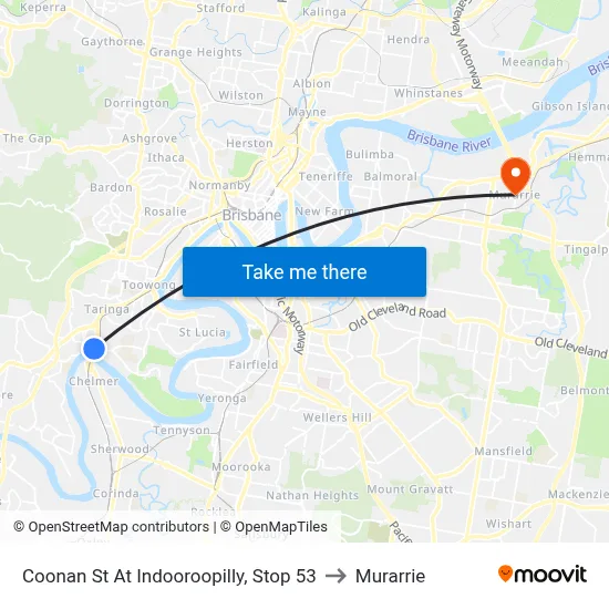 Coonan St At Indooroopilly, Stop 53 to Murarrie map