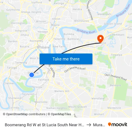 Boomerang Rd W at St Lucia South Near Hawken Dr to Murarrie map