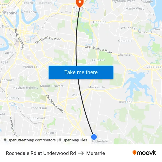 Rochedale Rd at Underwood Rd to Murarrie map