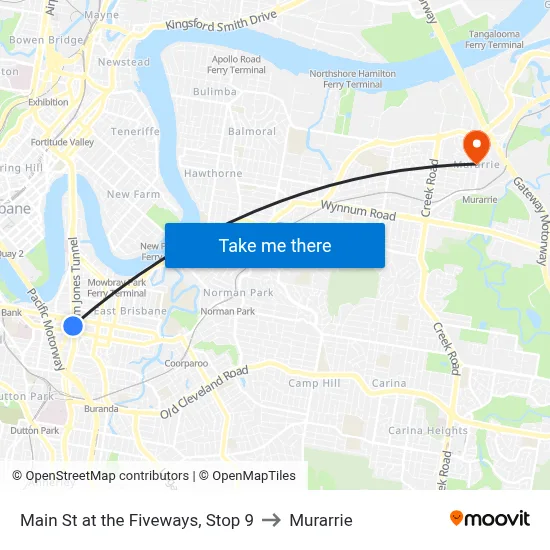 Main St at the Fiveways, Stop 9 to Murarrie map