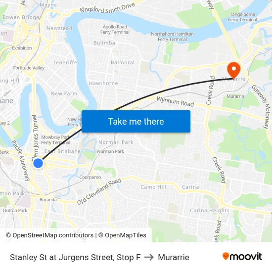 Stanley St at Jurgens Street, Stop F to Murarrie map