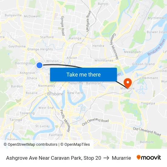 Ashgrove Ave Near Caravan Park, Stop 20 to Murarrie map