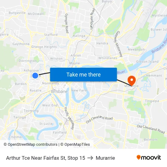 Arthur Tce Near Fairfax St, Stop 15 to Murarrie map