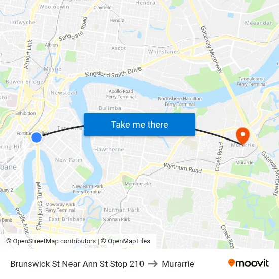 Brunswick St Near Ann St Stop 210 to Murarrie map