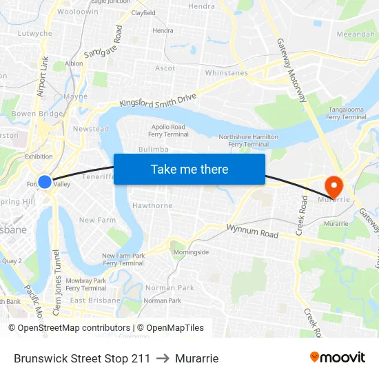 Brunswick Street Stop 211 to Murarrie map