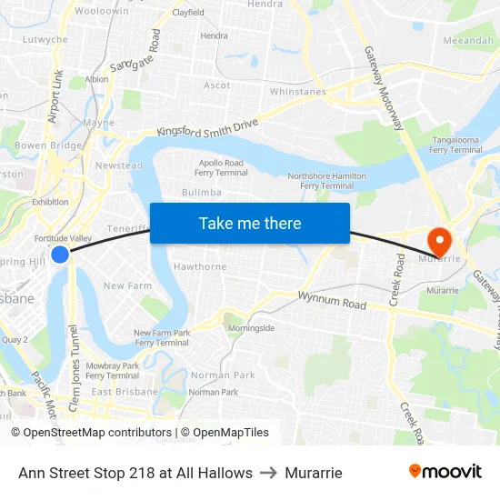 Ann Street Stop 218 at All Hallows to Murarrie map