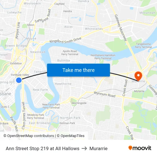Ann Street Stop 219 at All Hallows to Murarrie map