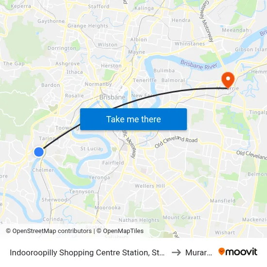 Indooroopilly Shopping Centre Station, Stop C to Murarrie map
