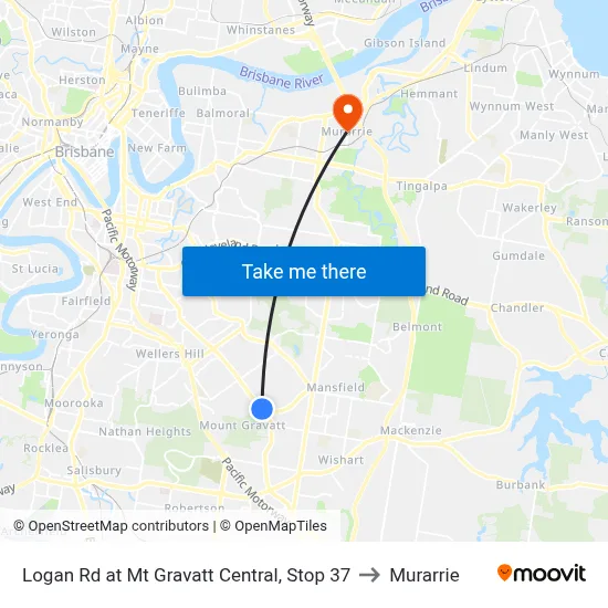 Logan Rd at Mt Gravatt Central, Stop 37 to Murarrie map