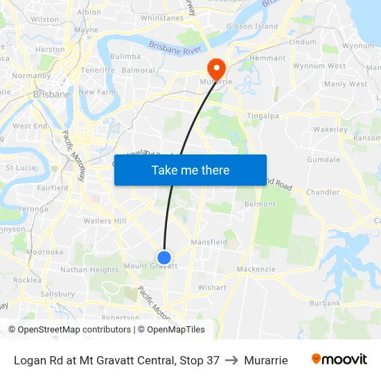Logan Rd at Mt Gravatt Central, Stop 37 to Murarrie map