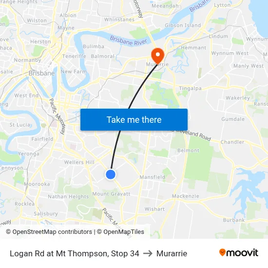 Logan Rd at Mt Thompson, Stop 34 to Murarrie map