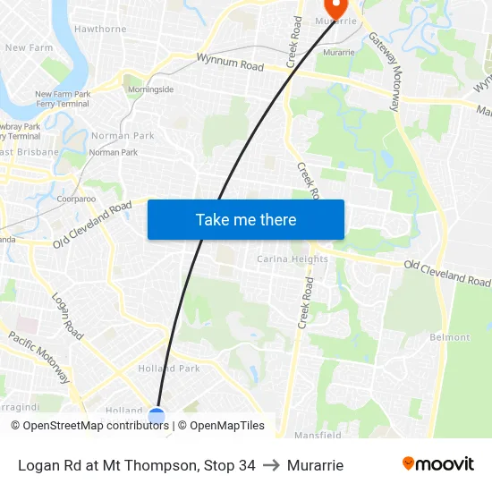 Logan Rd at Mt Thompson, Stop 34 to Murarrie map