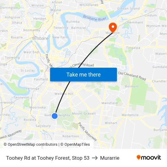 Toohey Rd at Toohey Forest, Stop 53 to Murarrie map